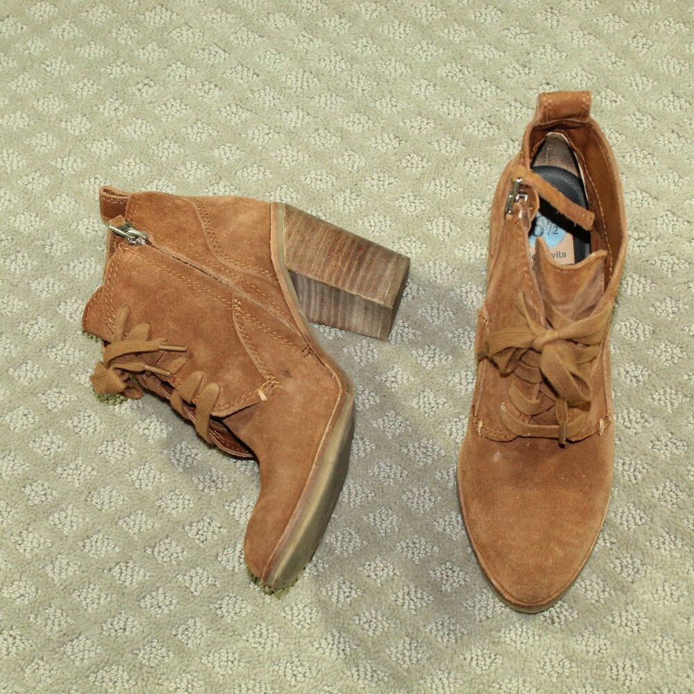 Dolce Vita Size 6.5 Brown Suede Lace Up 3.5" Heeled Boots